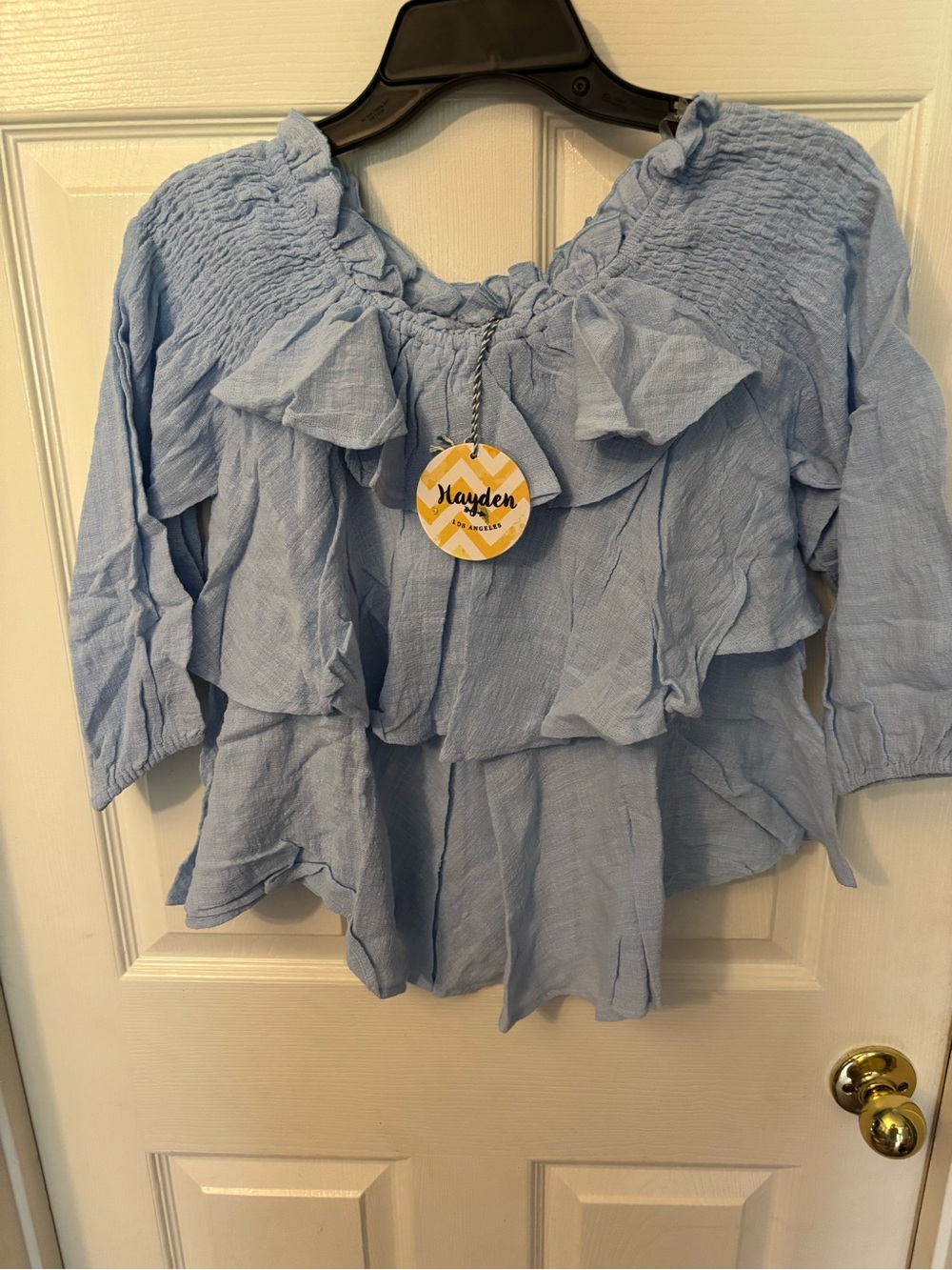 Light Blue Ruffled Women's Top